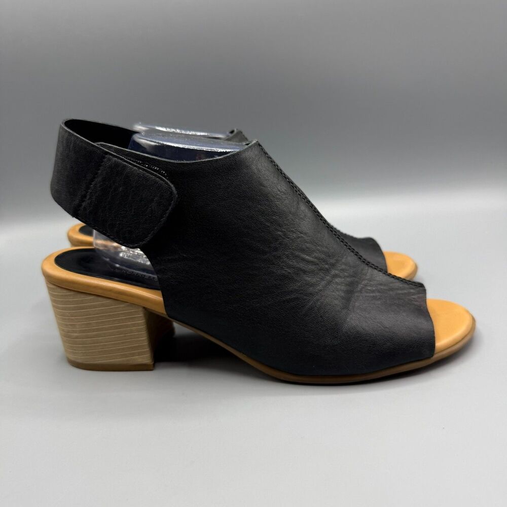 Kork-Ease Cayleigh Slingback Leather Block Heel Open Toe Black Size 11